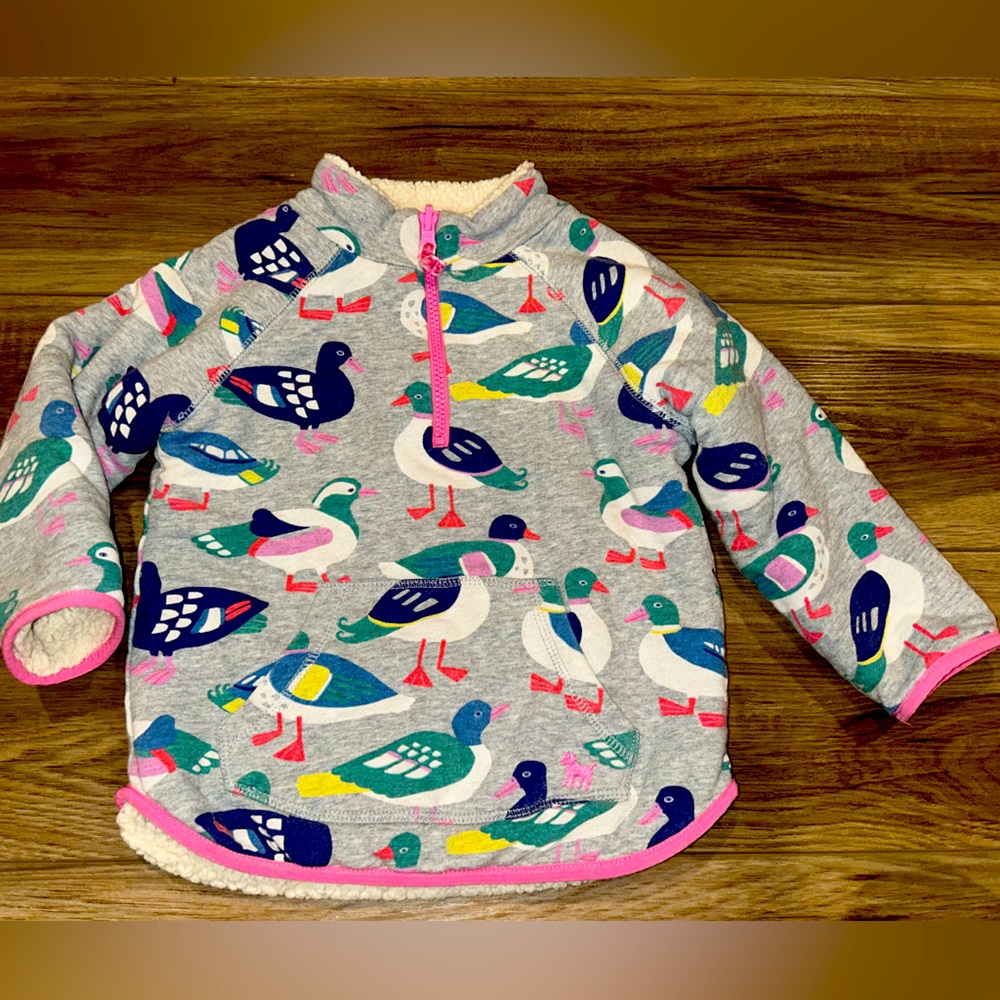 Mini Boden Girl’s Sherpa Lined Duck Sweatshirt 4-5